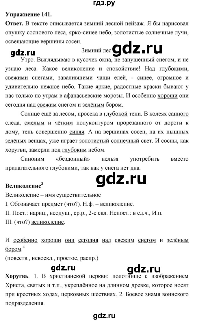 Гдз по русскому языку за 6 класс Баранов, Ладыженская ответ на номер 141, Решебник 2026
