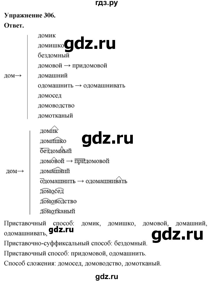 Гдз по русскому языку за 6 класс Баранов, Ладыженская ответ на номер 306, Решебник 2026