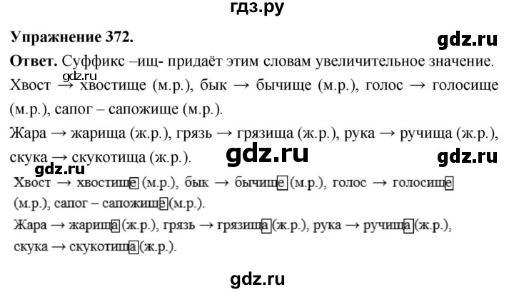 Гдз по русскому языку за 6 класс Баранов, Ладыженская ответ на номер 372, Решебник 2026