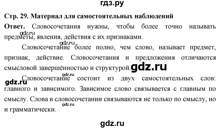 ГДЗ по русскому языку за 6 класс Баранов, Ладыженская, Тростенцова ответ на материал для самостоятельных наблюдений страница 29, Решебник 2026