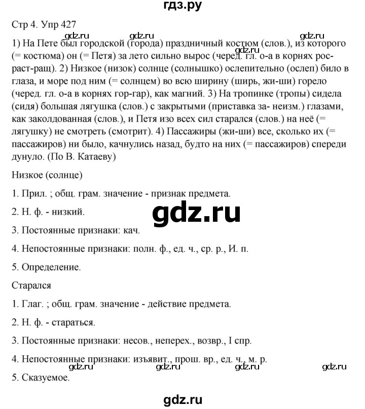 ГДЗ по русскому языку 6 класс  Разумовская   упражнение - 427, Решебник №1 к учебнику 2022