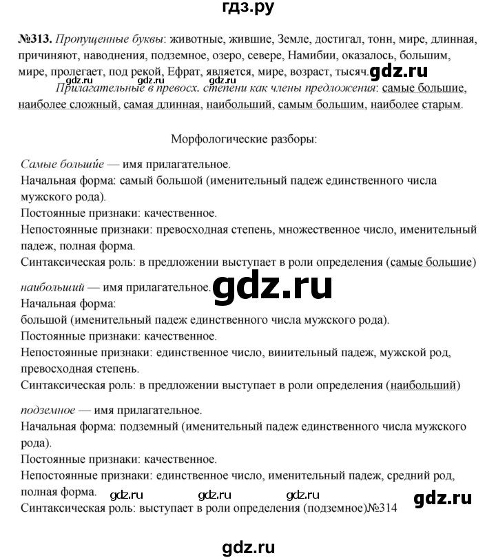 ГДЗ по русскому языку 6 класс  Разумовская   упражнение - 313, Решебник к учебнику 2023