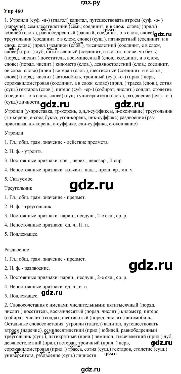 ГДЗ по русскому языку 6 класс  Разумовская   упражнение - 460, Решебник к учебнику 2023