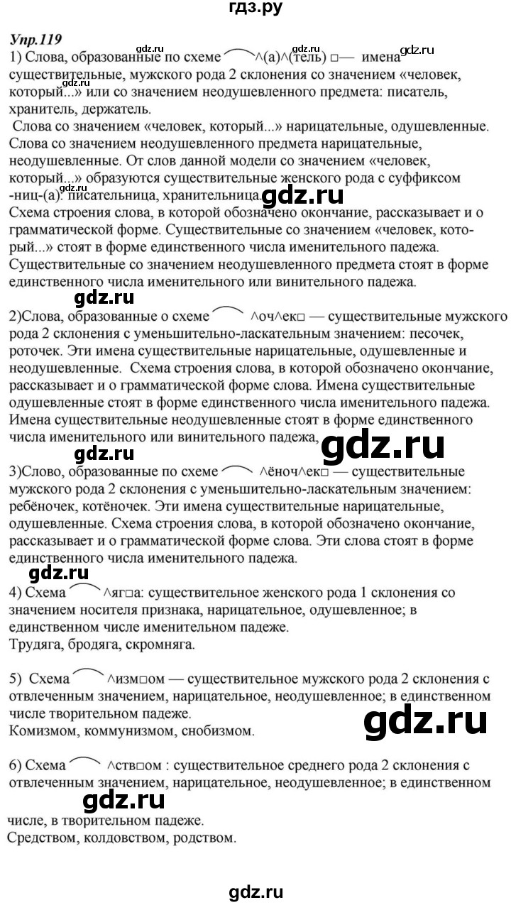 ГДЗ по русскому языку 6 класс  Разумовская   упражнение - 119, Решебник к учебнику 2015