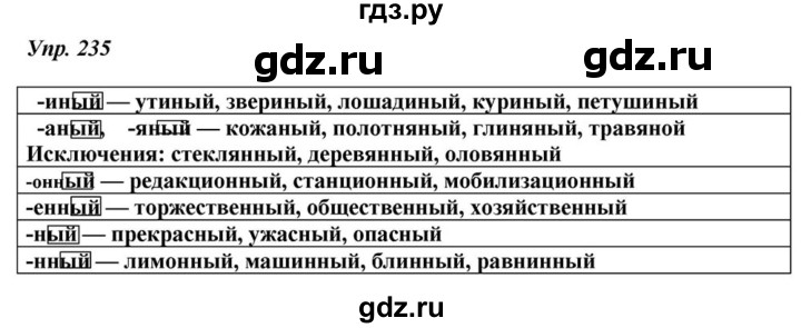 ГДЗ по русскому языку 6 класс  Разумовская   упражнение - 235, Решебник к учебнику 2015