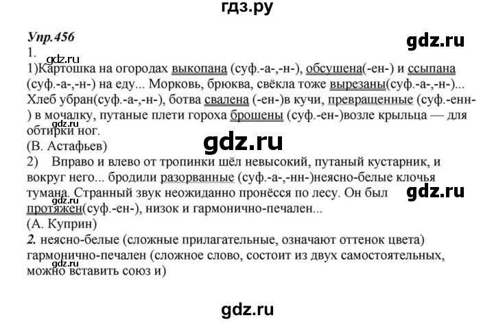 ГДЗ по русскому языку 6 класс  Разумовская   упражнение - 456, Решебник к учебнику 2015