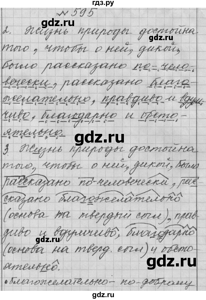 ГДЗ по русскому языку 6 класс  Лидман-Орлова Практика  упражнение - 595, Решебник к учебнику 2016