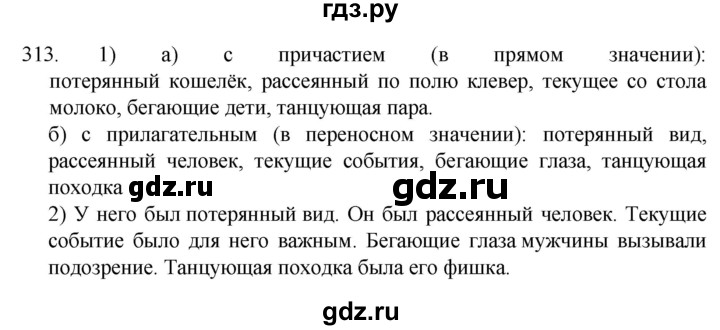 ГДЗ по русскому языку 7 класс  Разумовская   упражнениt - 313, Решебник №1 к учебнику 2022
