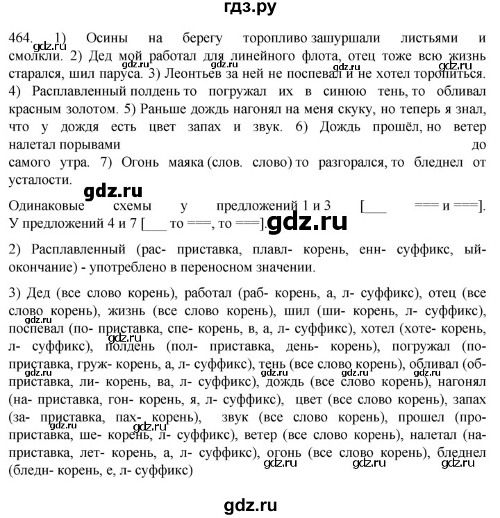 ГДЗ по русскому языку 7 класс  Разумовская   упражнениt - 464, Решебник №1 к учебнику 2022