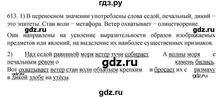 ГДЗ по русскому языку 7 класс  Разумовская   упражнениt - 613, Решебник №1 к учебнику 2022