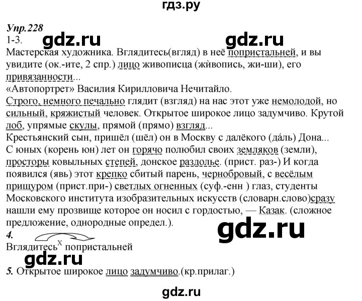 ГДЗ по русскому языку 7 класс  Разумовская   упражнениt - 228, Решебник к учебнику 2014