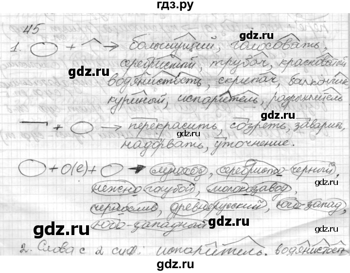 ГДЗ по русскому языку 7 класс  Разумовская   упражнениt - 45, Решебник к учебнику 2014