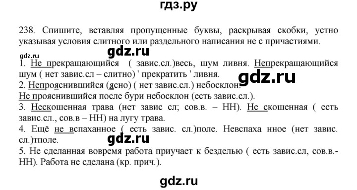 ГДЗ по русскому языку 7 класс  Баранов   упражнение - 238, Решебник к учебнику 2023
