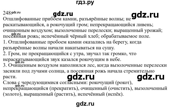 ГДЗ по русскому языку за 7 класс Баранов, Ладыженская, Тростенцова ответ на номер 248, Решебник 2023-2024