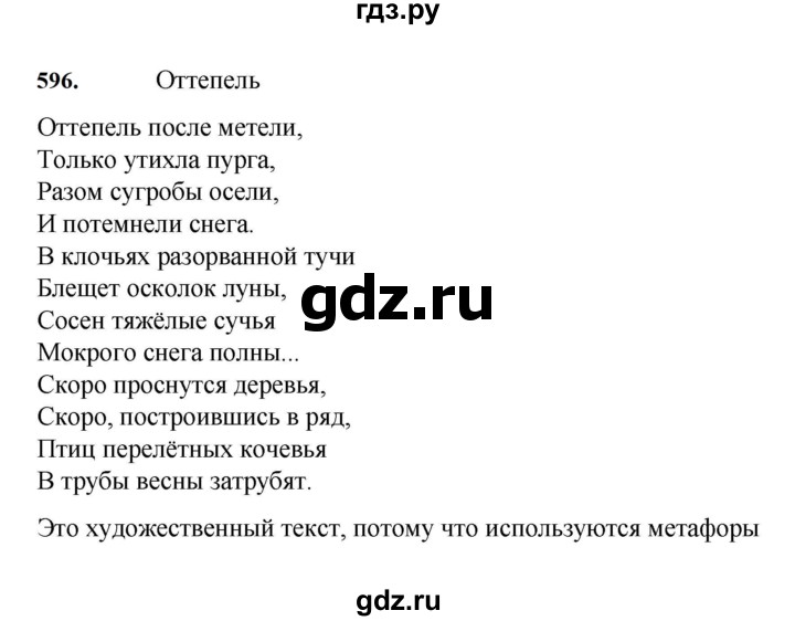 ГДЗ по русскому языку за 7 класс Баранов, Ладыженская, Тростенцова ответ на номер 596, Решебник 2023-2024