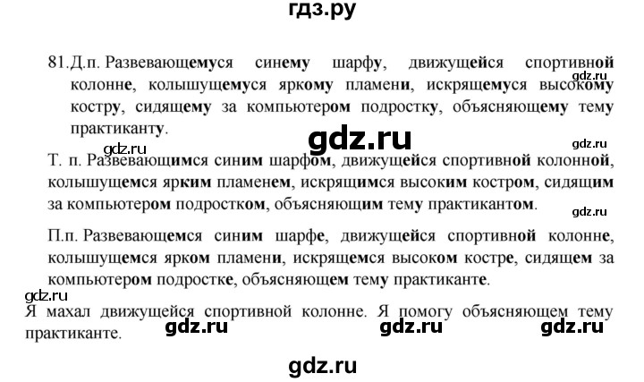 ГДЗ по русскому языку за 7 класс Баранов, Ладыженская, Тростенцова ответ на номер 81, Решебник 2022 №1