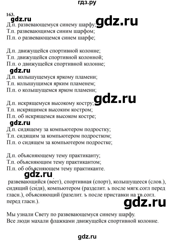 ГДЗ по русскому языку за 7 класс Баранов, Ладыженская, Тростенцова ответ на номер 163, Решебник 2023-2024