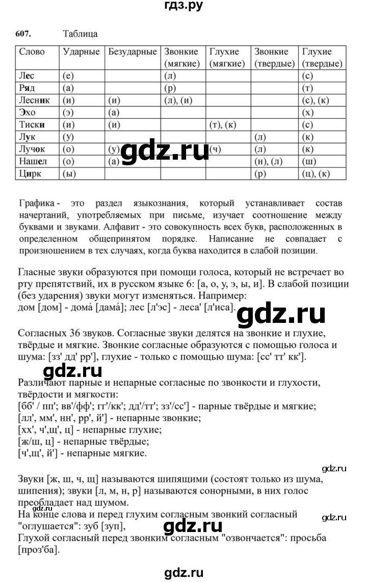 ГДЗ по русскому языку за 7 класс Баранов, Ладыженская, Тростенцова ответ на номер 607, Решебник 2023-2024