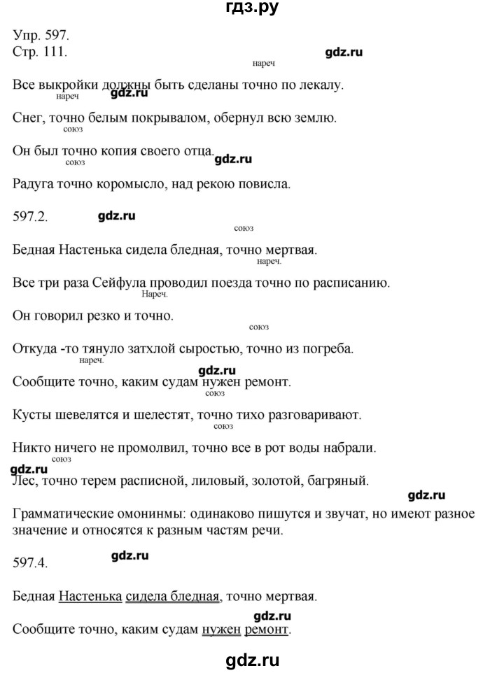 Русский язык 6 класс упражнение 597
