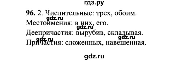 ГДЗ по русскому языку 7 класс  Львова   упражнение - 96, решебник №2