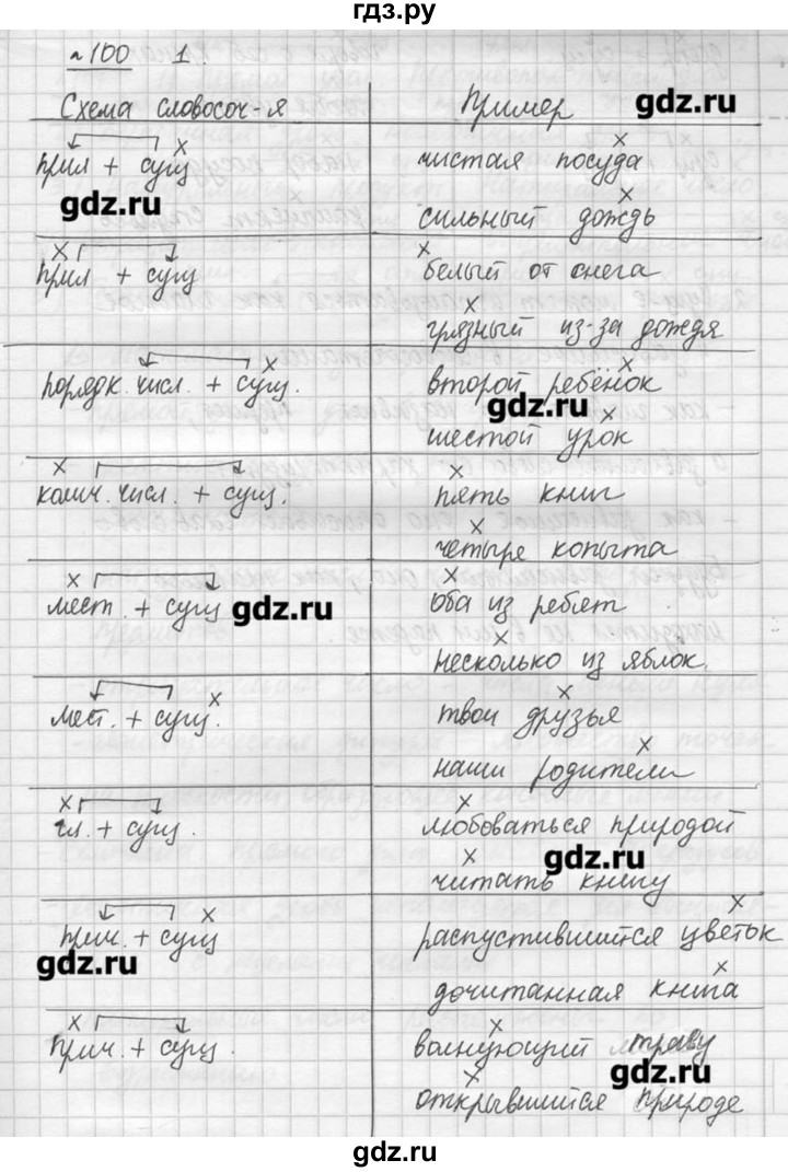 ГДЗ по русскому языку 7 класс  Львова   упражнение - 100, решебник №3