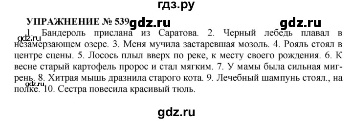 ГДЗ по русскому языку 7 класс  Пименова Практика  упражнение - 539, Решебник к учебнику 2016