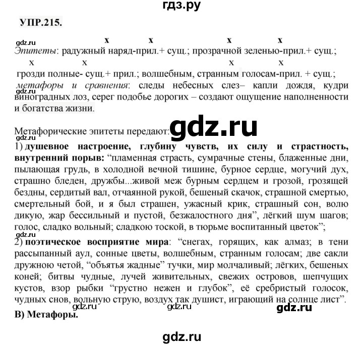 ГДЗ по русскому языку 8 класс  Бархударов   упражнение - 215, Решебник №1 к учебнику 2018