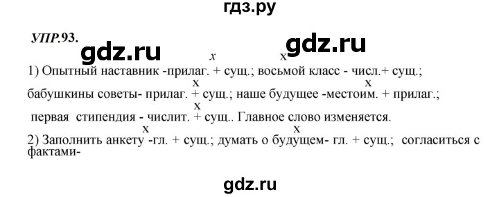 ГДЗ по русскому языку 8 класс  Бархударов   упражнение - 93, Решебник к учебнику 2023-2024