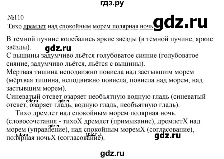 Гдз по русскому языку за 8 класс Бархударов, Крючков, Максимов ответ на номер 110, Решебник к учебнику 2023-2024