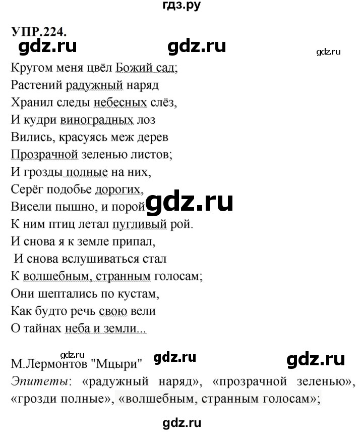 Гдз по русскому языку за 8 класс Бархударов, Крючков, Максимов ответ на номер 224, Решебник 2023-2024