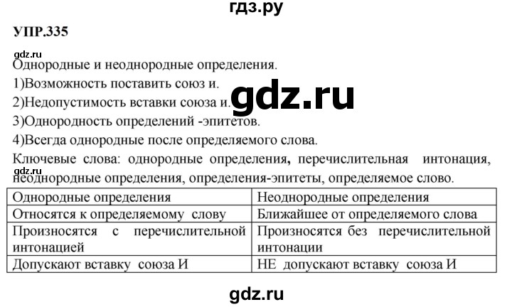 Гдз по русскому языку за 8 класс Бархударов, Крючков, Максимов ответ на номер 335, Решебник 2023-2024