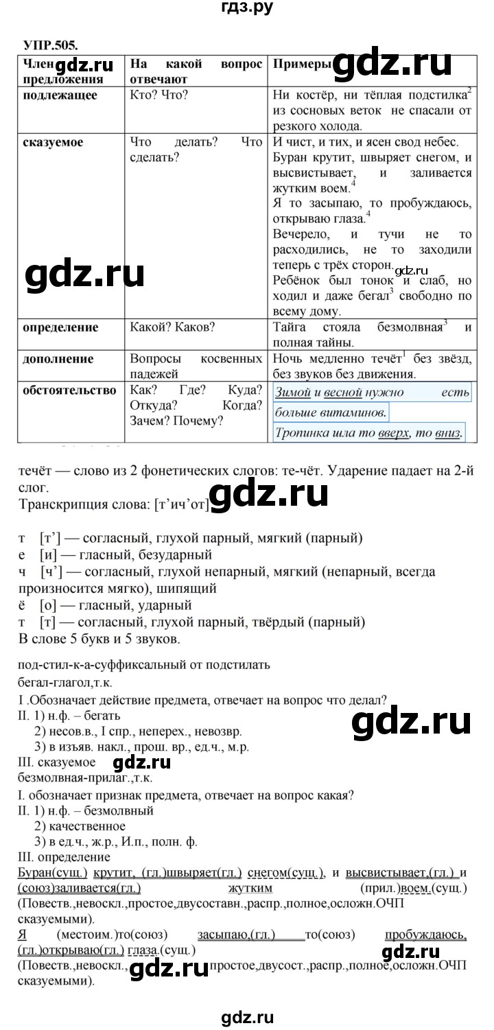 Гдз по русскому языку за 8 класс Бархударов, Крючков, Максимов ответ на номер 505, Решебник 2018 №1