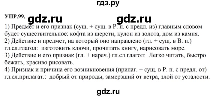 Гдз по русскому языку за 8 класс Бархударов, Крючков, Максимов ответ на номер 99, Решебник 2018 №1
