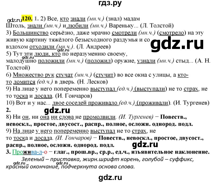 ГДЗ по русскому языку 8 класс  Разумовская   упражнение - 120, Решебник к учебнику 2022