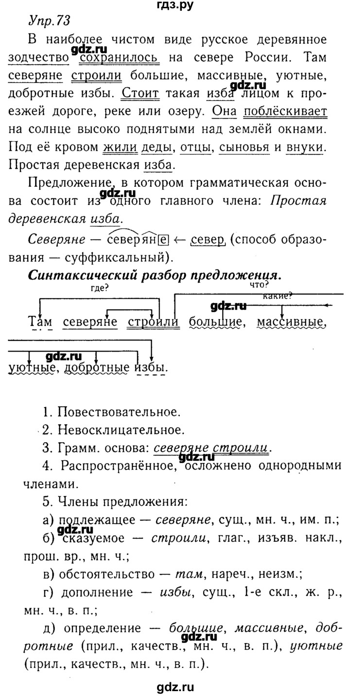 ГДЗ по русскому языку 8 класс  Ладыженская   упражнение - 73, Решебник №3