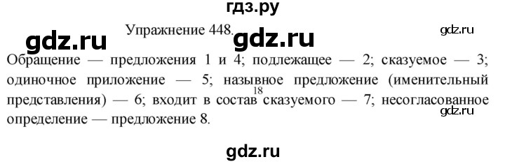 ГДЗ по русскому языку 8 класс  Пичугов практика  упражнение - 448, Решебник к учебнику 2017