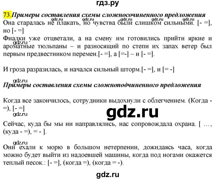 ГДЗ по русскому языку 9 класс  Разумовская   упражнение - 73, Решебник к учебнику 2022
