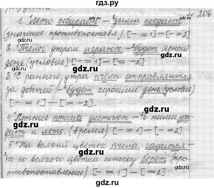 ГДЗ по русскому языку 9 класс  Пичугов Практика  упражнение - 206, Решебник к учебнику 2015