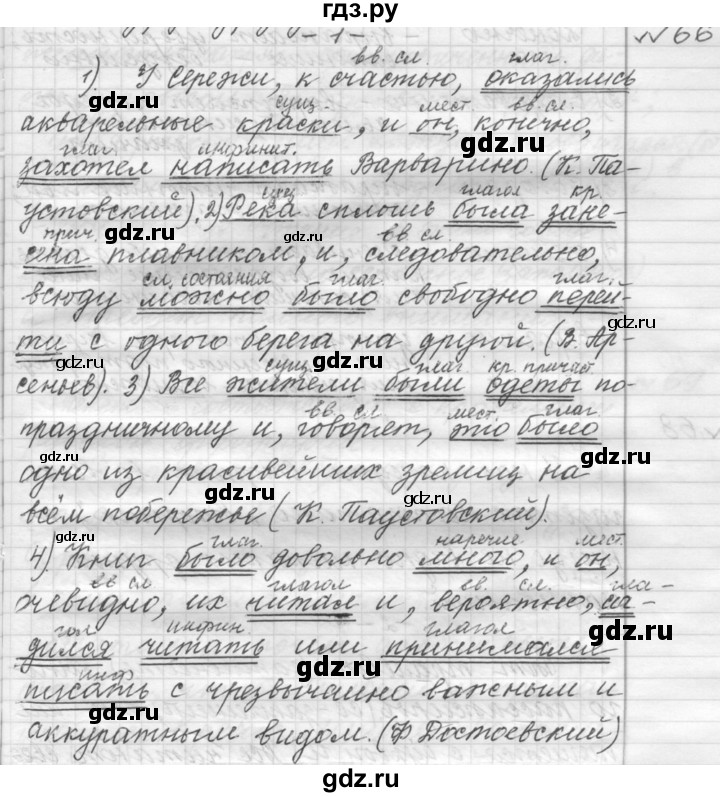 ГДЗ по русскому языку 9 класс  Пичугов Практика  упражнение - 66, Решебник к учебнику 2015