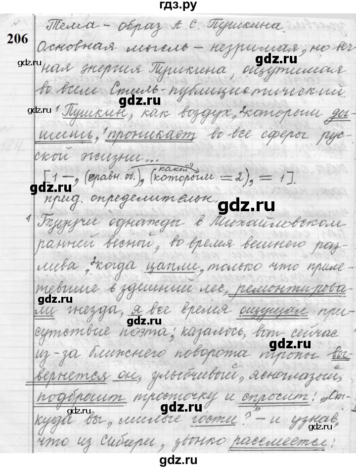 ГДЗ по русскому языку 9 класс  Пичугов Практика  упражнение - 206, Решебник к учебнику 2022