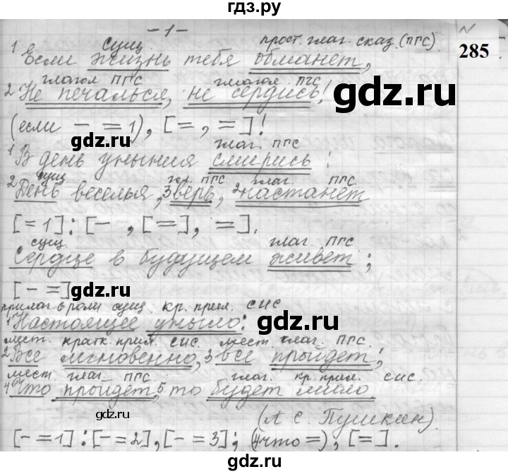 ГДЗ по русскому языку 9 класс  Пичугов Практика  упражнение - 285, Решебник к учебнику 2022