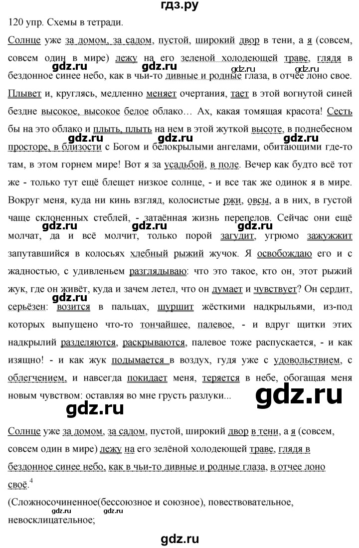 ГДЗ упражнение 120 русский язык 10‐11 класс Власенков, Рыбченкова