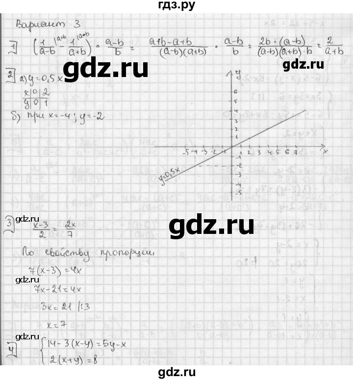 ГДЗ по алгебре 7 класс  Звавич дидактические материалы  итоговая контрольная работа / ИК-3А - В3, решебник №2