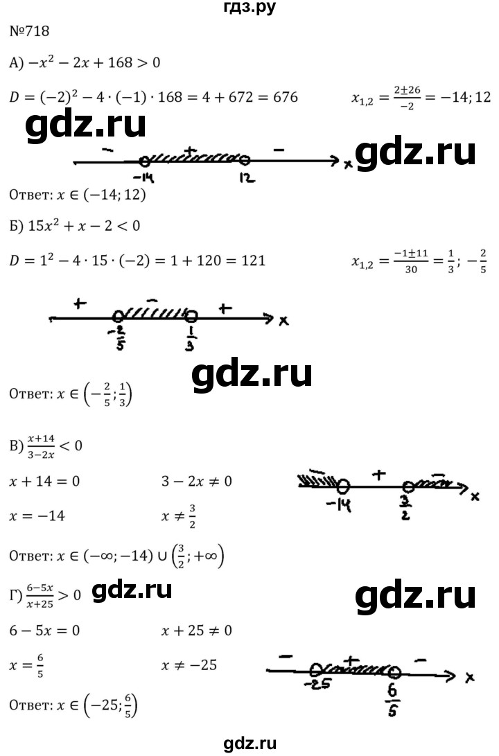 ГДЗ по алгебре 8 класс  Макарычев   задание - 718, Решебник к учебнику 2024