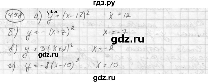 ГДЗ по алгебре 8 класс  Никольский   номер - 458, Решебник №1 к учебнику 2015
