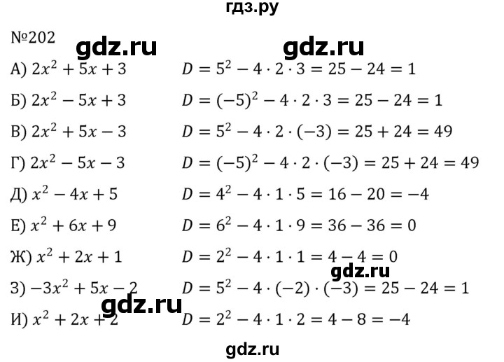 ГДЗ по алгебре 8 класс  Никольский   номер - 202, Решебник к учебнику 2022