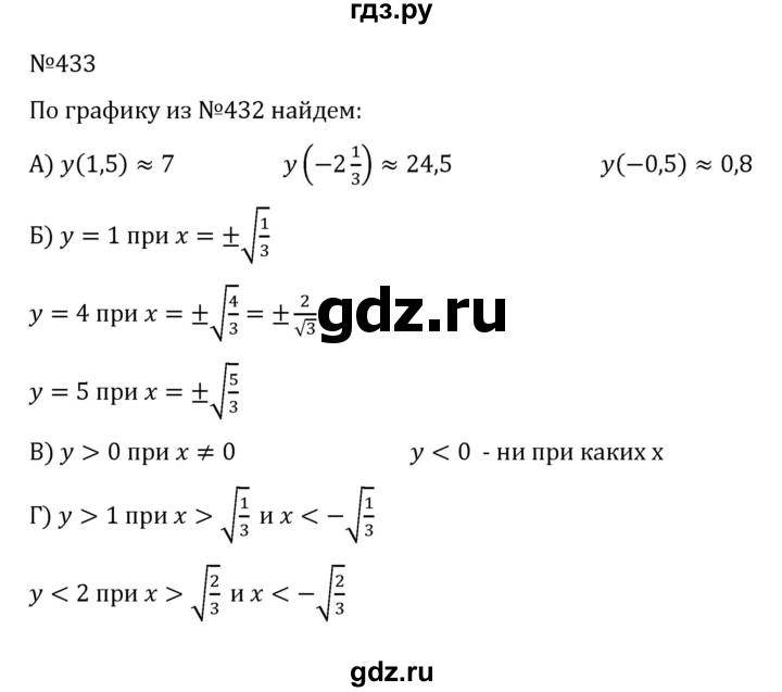 ГДЗ по алгебре 8 класс  Никольский   номер - 433, Решебник к учебнику 2022