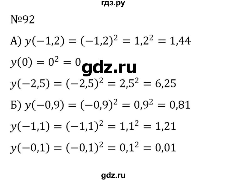 ГДЗ по алгебре 8 класс  Никольский   номер - 92, Решебник к учебнику 2022