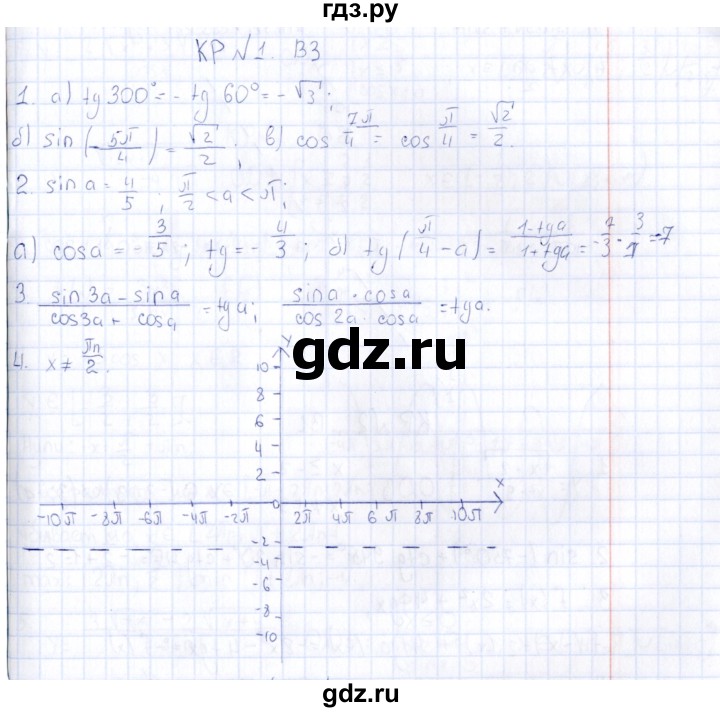 ГДЗ по алгебре 10 класс Ивлев  Дидактические материалы  контрольная работа / контрольная работа 1 - В3, Решебник