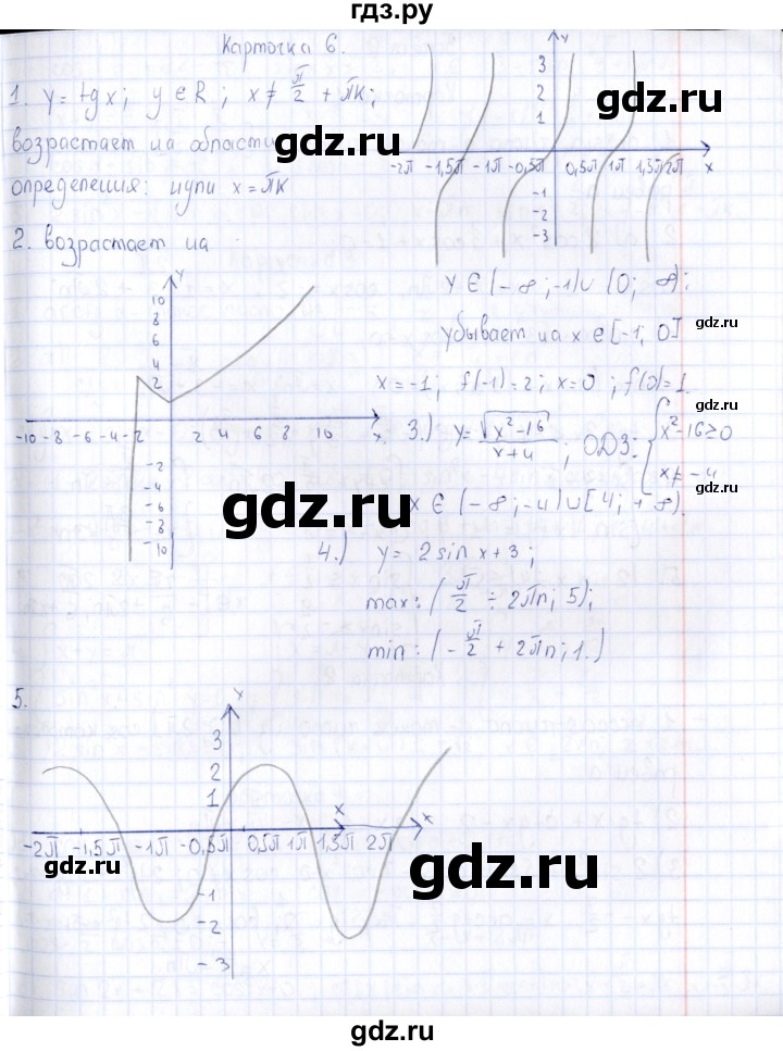 ГДЗ по алгебре 10 класс Ивлев  Дидактические материалы  карточка для проведения зачётов / зачёт 1 - 6, Решебник